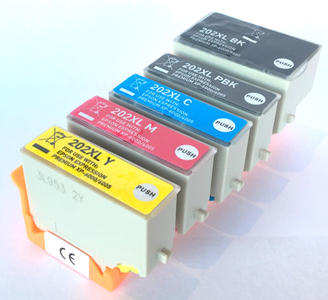 1 Full Set Compatible EPSON 202XL High Capacity Ink Cartridges (Replaces Epson T02G7 Kiwi Cartridges)