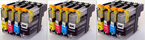 3 FULL SETS Compatible BROTHER LC123(new chip) BLACK, CYAN, MAGENTA, YELLOW Ink Cartridges