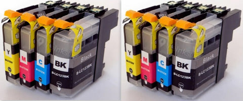 2 FULL SETS Compatible BROTHER LC123(new chip) BLACK, CYAN, MAGENTA, YELLOW Ink Cartridges