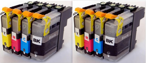 2 FULL SETS COMPATIBLE BROTHER LC223 (NEW CHIP) BLACK, CYAN, MAGENTA, YELLOW INK CARTRIDGES
