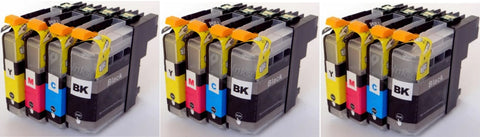 3 FULL SETS COMPATIBLE BROTHER LC223 (NEW CHIP) BLACK, CYAN, MAGENTA, YELLOW INK CARTRIDGES
