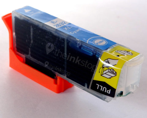 Compatible EPSON T2632XL CYAN HIGH CAPACITY Ink Cartridge (CHIPPED + INK LEVEL)