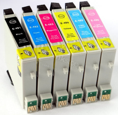 1 FULL SET Compatible EPSON T0487 (Replaces Epson C13T048740 Seahorse Cartridges)