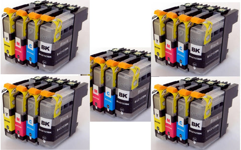 5 FULL SETS Compatible BROTHER LC123(new chip) BLACK, CYAN, MAGENTA, YELLOW Ink Cartridges