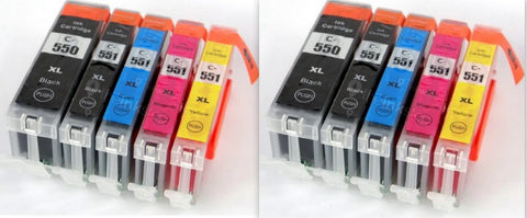 2 FULL SETS Compatible CANON PGI-550 XL & CLI-551XL High Capacity 2 Black & 4 colour Multipack