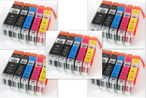 5 FULL SETS Compatible CANON PGI-550 XL & CLI-551XL High Capacity 2 Black & 4 colour Multipack
