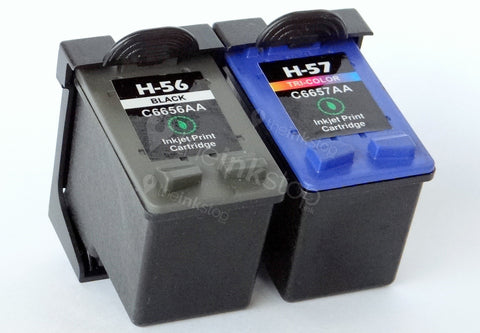 Remanufactured HP 56 BLACK & HP 57 TRI-COLOUR HIGH CAPACITY ink cartridges