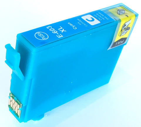 Compatible Epson High Capacity Cyan 603XL Ink Cartridge (Chipped + Ink Level)