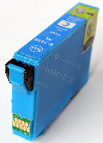 Compatible EPSON T1632XL CYAN HIGH CAPACITY Ink Cartridge (CHIPPED + INK LEVEL)