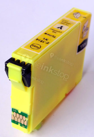 Compatible EPSON T1814XL YELLOW HIGH CAPACITY Ink Cartridge (CHIPPED + INK LEVEL)
